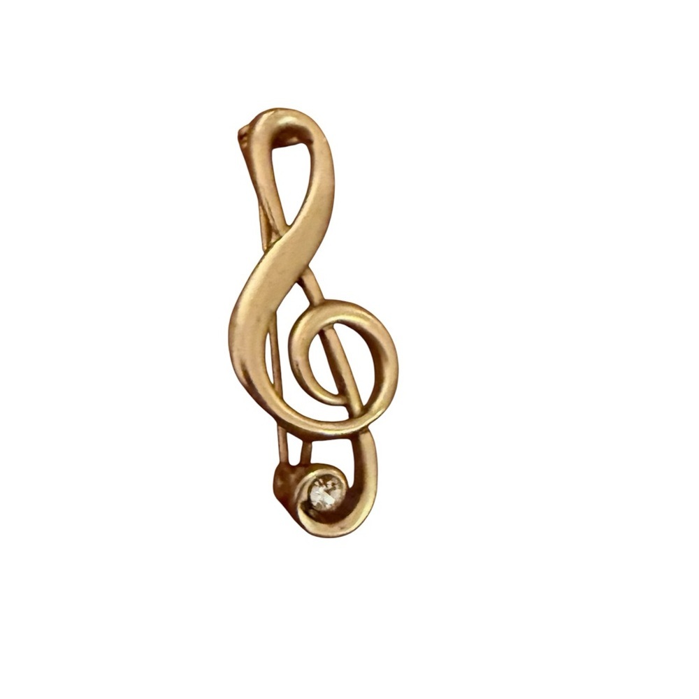 Gold Treble Clef Brooch